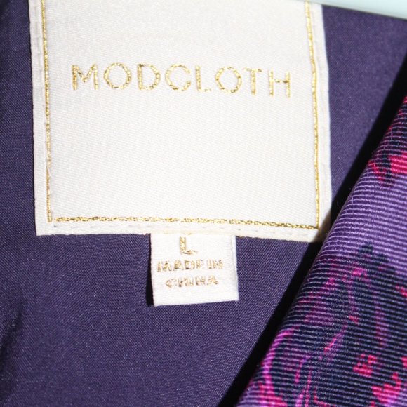 ModCloth Dress Women Large Floral Purple - Picture 3 of 6